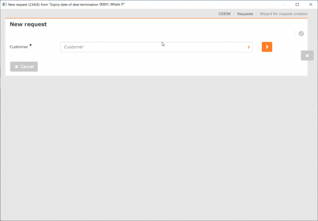 Modal window for customer selection