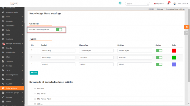 Enable Knowledge Base