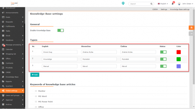 Knowledge Base types