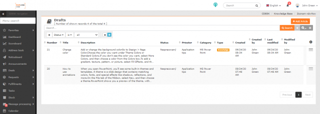 List of drafts in the Knowledge Base