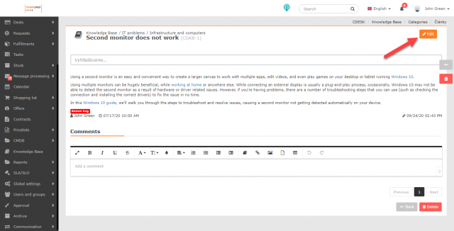 Edit Article button