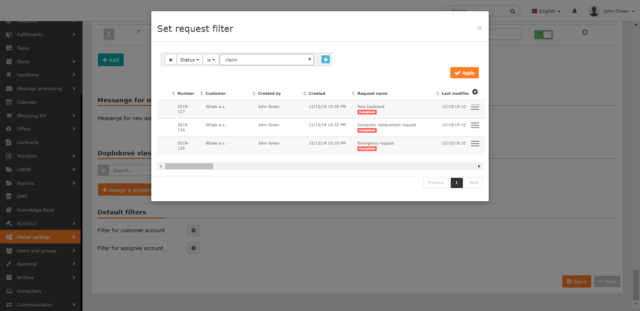Set a request filter