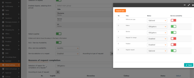 Service selection by the request type in the request