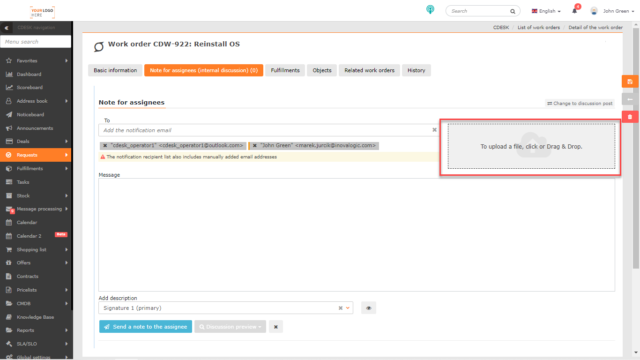 Field for uploading files