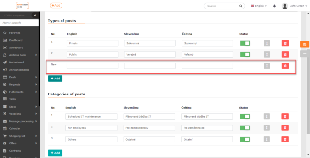 Adding a new type/category