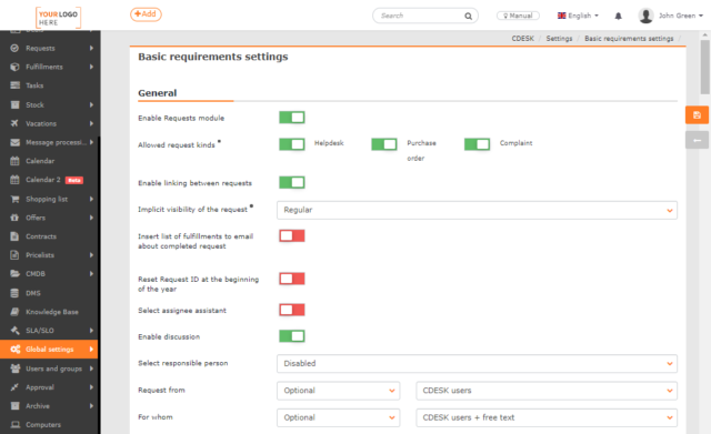 General settings of requests