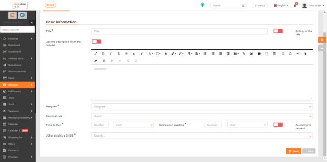 Creation of a new work order template