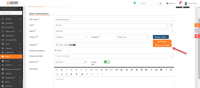 Preview in the task