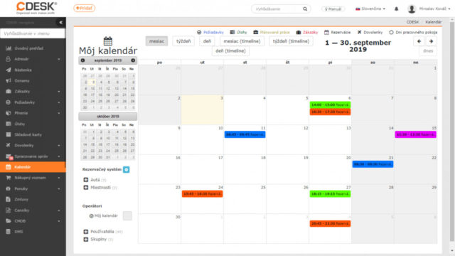 Reservations in the calendar