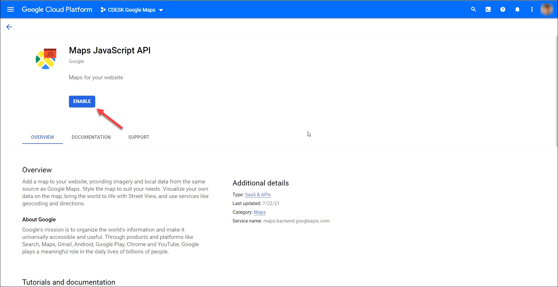 Adding Maps JavaScript API