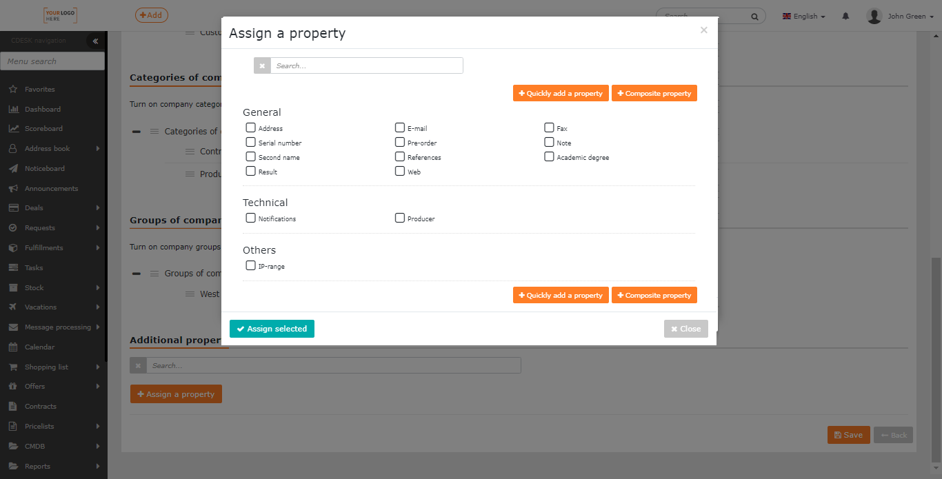 Select an additional property