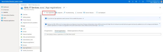 Tlačidlo pre registráciu Azure AD